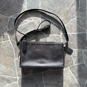 Coach Charcoal Leather Shoulder Bag